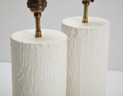 Pair of brutalist Bougies plaster lamps by Facto Atelier Paris France 2020
