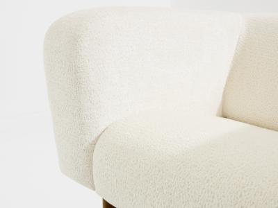 Pair of brutalist Italian armchairs walnut and chenille velvet 1960s