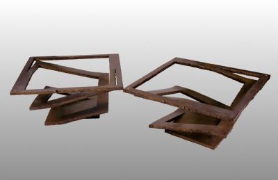 Pair of brutalist coffee tables France 1970