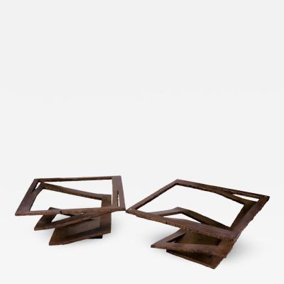 Pair of brutalist coffee tables France 1970
