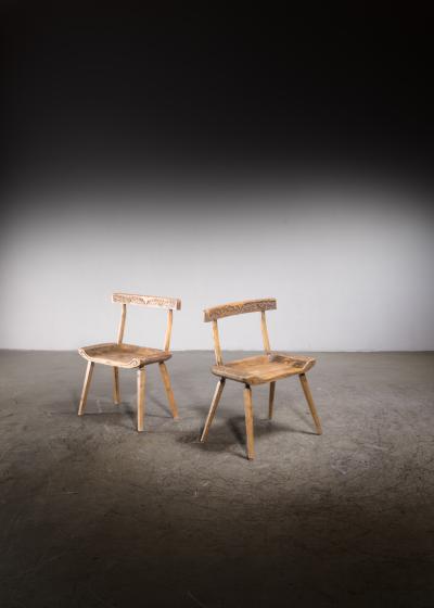 Pair of carved cottage chairs