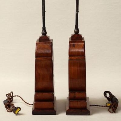 Pair of carved lamps