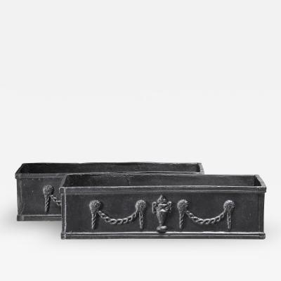 Pair of cast iron rectangular jardinieres Sweden