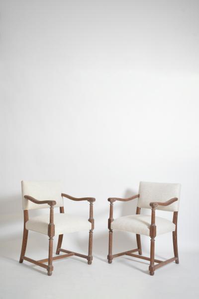 Pair of cerused oak armchairs 1940s 