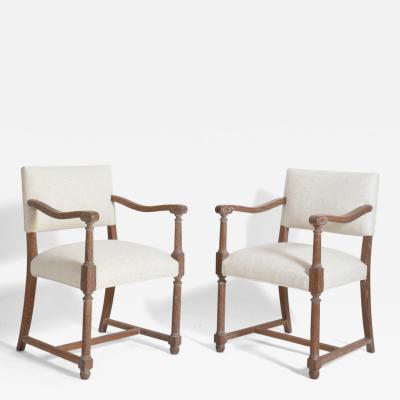 Pair of cerused oak armchairs 1940s 