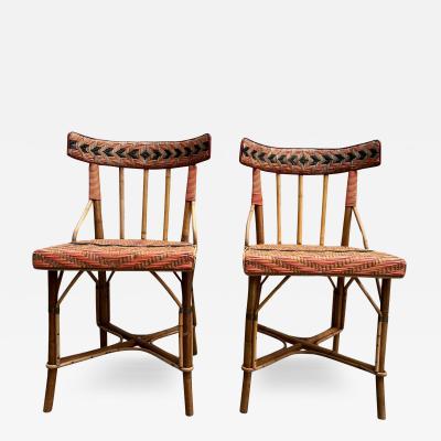 Pair of chairs in woven rattan France circa 1920