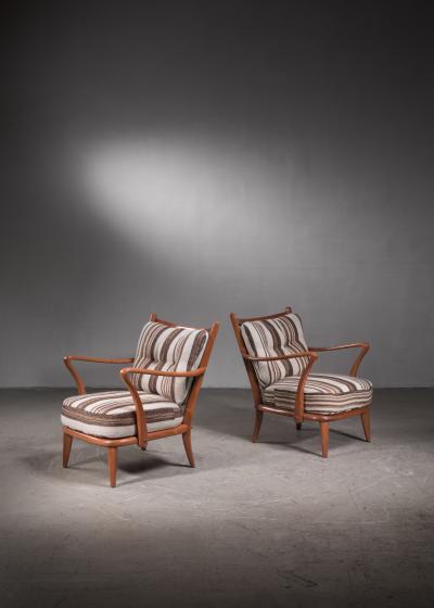Pair of cherry wood armchairs