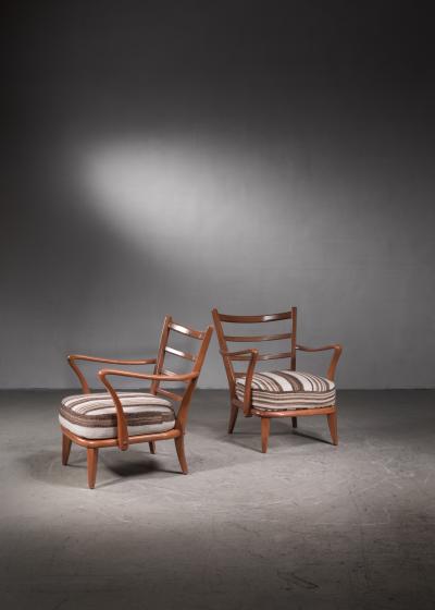 Pair of cherry wood armchairs