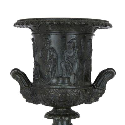 Pair of classical Italian grey marble vases after the famous Medici vase