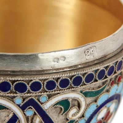 Pair of cloisonn enamel decorated and silver gilt eggs