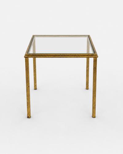 Pair of coffee tables in gilded iron by Robert Thibier France circa 1960