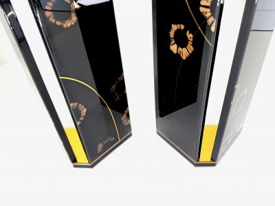 Pair of contemporary consoles with cactus resin panels by ABDB Designs