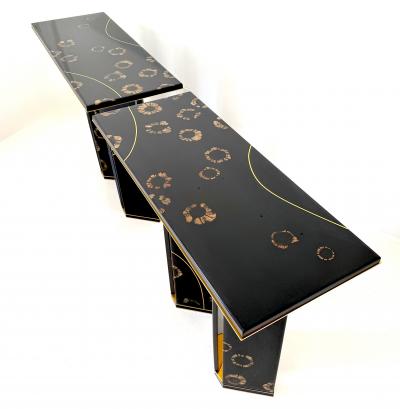 Pair of contemporary consoles with cactus resin panels by ABDB Designs