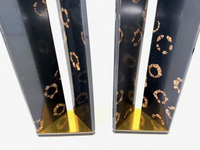 Pair of contemporary consoles with cactus resin panels by ABDB Designs