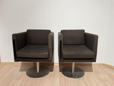Pair of cubic Swivel Chairs with Tableau by Lensvelt Netherlands early 21st C 