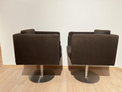 Pair of cubic Swivel Chairs with Tableau by Lensvelt Netherlands early 21st C 