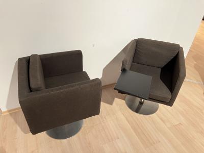 Pair of cubic Swivel Chairs with Tableau by Lensvelt Netherlands early 21st C 