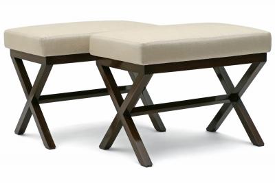 Pair of custom walnut X form benches