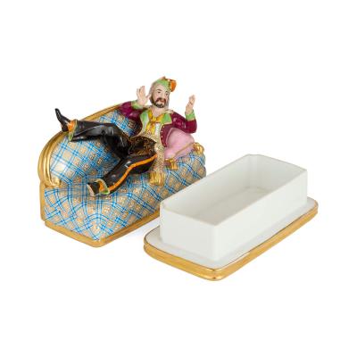 Pair of decorative French antique butter dishes by Ruaud