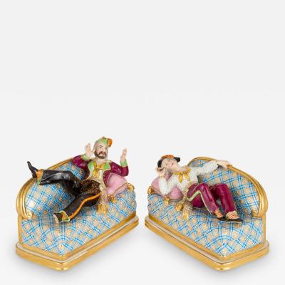 Pair of decorative French antique butter dishes by Ruaud