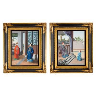 Pair of early 19th century Chinese export watercolour paintings