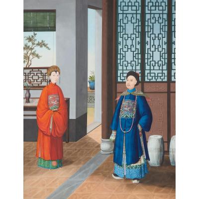 Pair of early 19th century Chinese export watercolour paintings