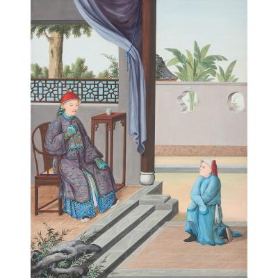 Pair of early 19th century Chinese export watercolour paintings