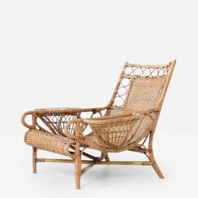 Pair of elegant willow armchairs with weaving on the seat and back