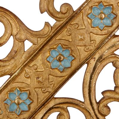 Pair of enamel and gilt bronze altar candlesticks