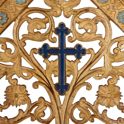 Pair of enamel and gilt bronze altar candlesticks