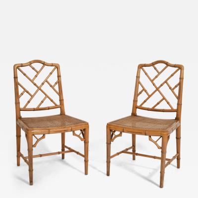 Pair of faux bamboo and canning chairs 1970s 