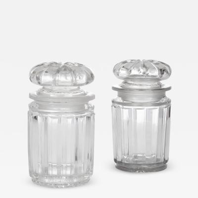 Pair of fine English glass jars with fitted stoppers
