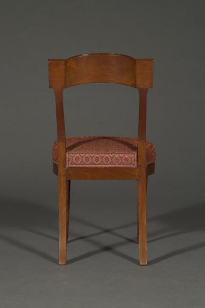 Pair of fine and unusual mahogany Directoire period side chairs