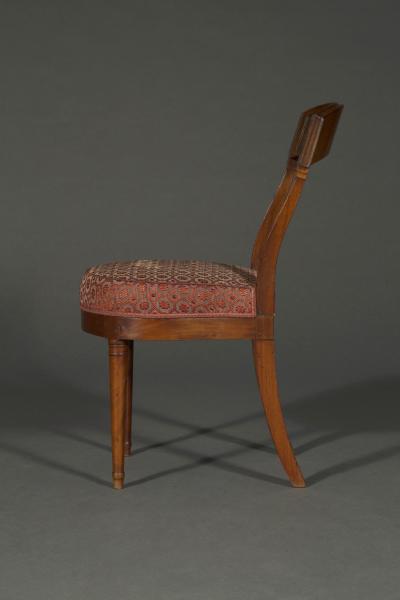 Pair of fine and unusual mahogany Directoire period side chairs