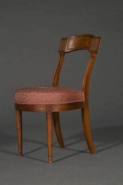 Pair of fine and unusual mahogany Directoire period side chairs