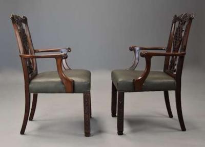 Pair of fine quality Chippendale style mahogany open armchairs