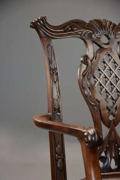 Pair of fine quality Chippendale style mahogany open armchairs