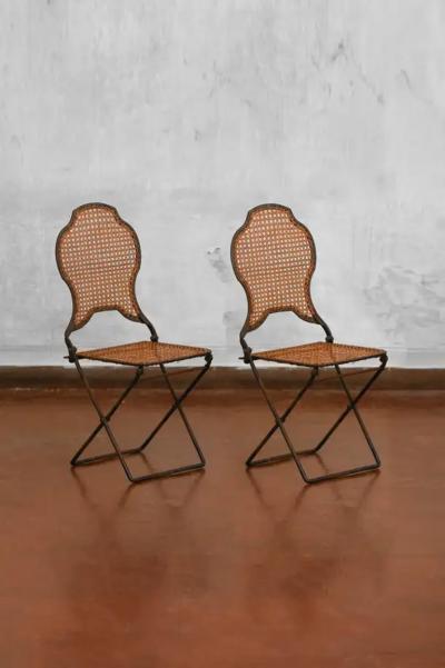 Pair of folding iron chairs early 20th Century