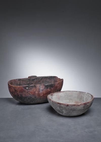 Pair of folk art wood bowls