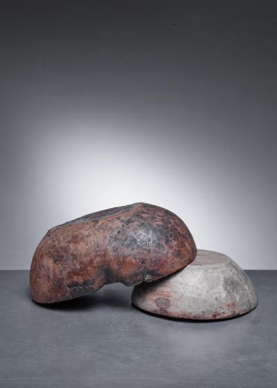 Pair of folk art wood bowls