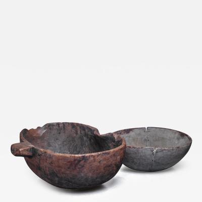 Pair of folk art wood bowls