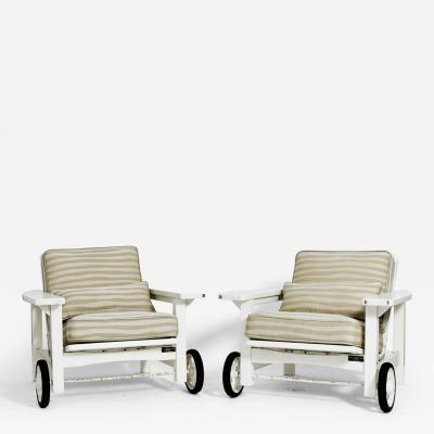 Pair of garden reclinable armchairs 1970s 