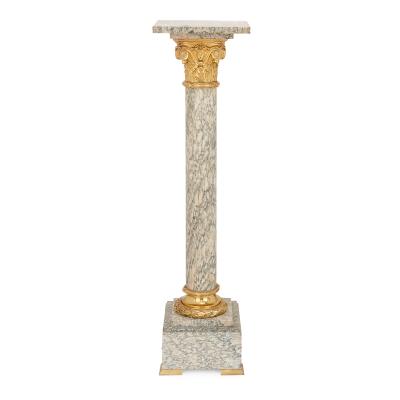 Pair of gilt bronze and marble columns in the Neoclassical style