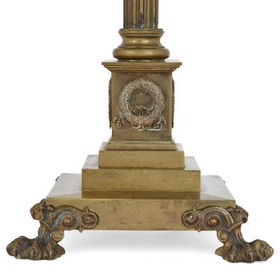 Pair of gilt bronze standing floor lamps