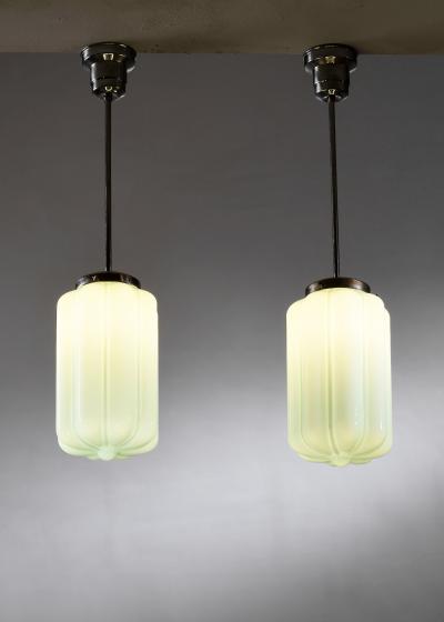 Pair of green glass pendants