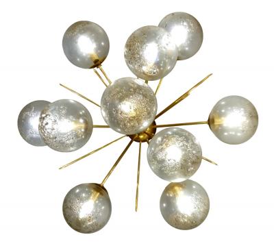 Pair of half sputnik wall lights with globes made by Seguso