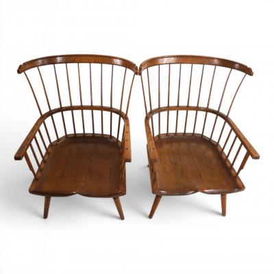 Pair of handmade Windsor lounge chairs England circa 1960