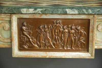 Pair of highly decorative Italian console tables with marble tops