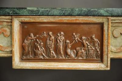 Pair of highly decorative Italian console tables with marble tops