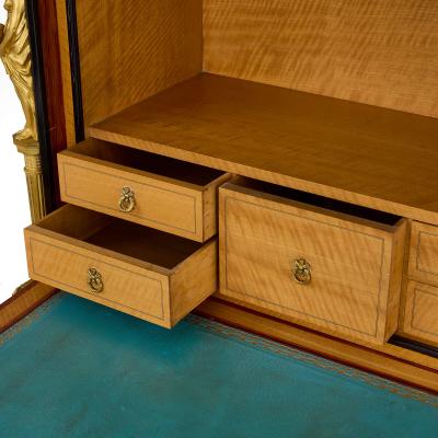 Pair of impressive marble porcelain and ormolu mounted Victorian secretaires